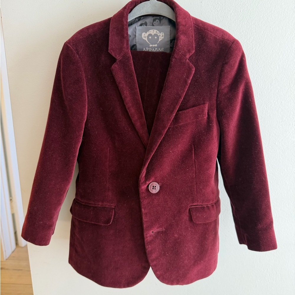 Appaman Burgundy Velvet Kids Full Suit